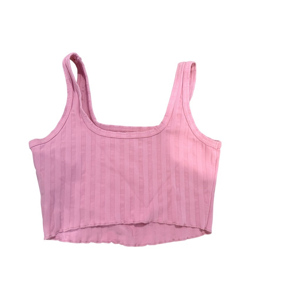 OFFLINE by Aerie Pink Ribbed Crop Tank Top